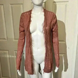 Lauren Conrad Womens Open Front Long Cardigan Sweater Eyelash Knit Medium